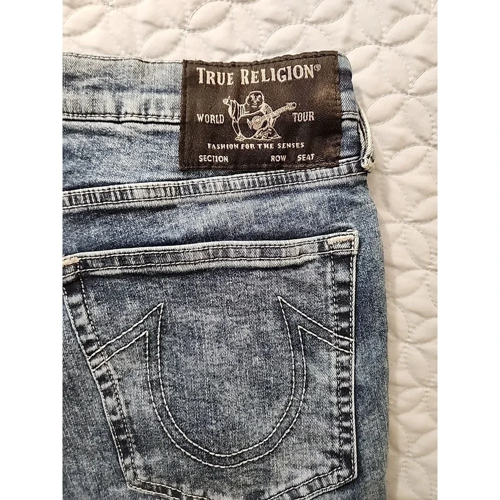 Men's True Religion Rocco Jeans 32X34 Relaxed Skinny Stretch Distressed Denim‎